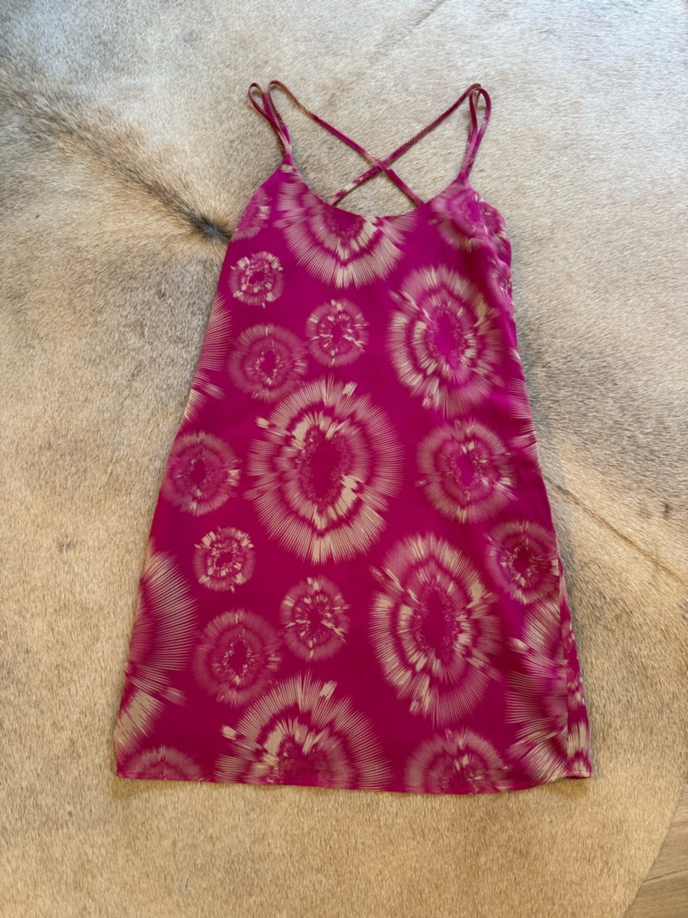 Walter Baker Fuchsia Pink Tie-Dye Print Slip Dress Size S